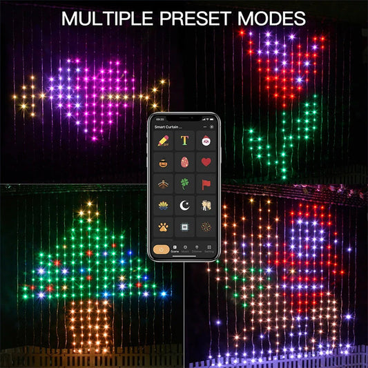 Bluetooth Color Waves LED Curtain Sync Lights - Erzeugen Sie einen verträumten Effekt