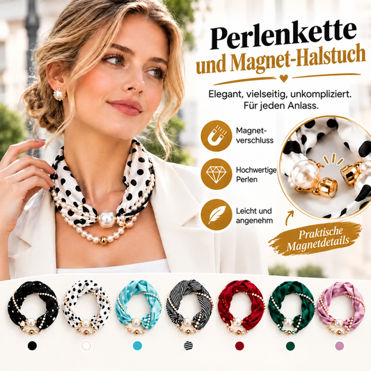 ⏰ NUR FÜR KURZE ZEIT: 50% RABATT!💎 Schmale Seidenschals mit Perlenkette für Damen – elegantes & vielseitiges Accessoire