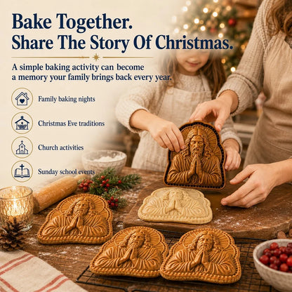 🔥HEISSER VERKAUF 49% RABATT✝️ Weihnachts-Mini-Kuchenformen-Kollektion „Glaube & Krippe“ | Wiederverwendbare, geprägte Formen zum Herstellen detaillierter Kuchen mit betendem Jesus, Krippenstall und vielem mehr🥧✨
