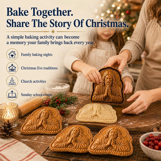 🔥HEISSER VERKAUF 54% RABATT✝️ Weihnachts-Mini-Kuchenformen-Kollektion „Glaube & Krippe“ | Wiederverwendbare, geprägte Formen zum Herstellen detaillierter Kuchen mit betendem Jesus, Krippenstall und vielem mehr🥧✨