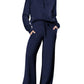 💝🔥50 % Rabatt!🔥Damen-Loungeset aus 2 Teilen mit Oversize-Schnitt, halbem Reißverschluss und weitem Bein