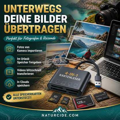 🛍️ 60 % Rabatt – 3-in-1 Speicherkartenleser für Handy & Tablet – USB-C, Lightning, USB-A – Plug & Play für iPhone , Android, PC & Mac 📱