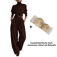 Eleganter Damen-Zweiteiler: Rollkragen-Shirt & Hose mit hohem Bund