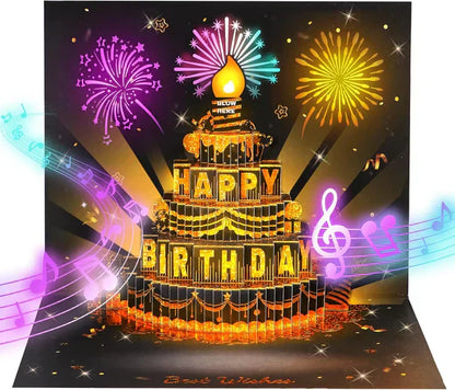 🎂 60% RABATT! 🎵 3D Pop-Up-Musik-Geburtstagskarte – Mit Licht & Lied, Einzigartiges Geschenk & Interaktives Design 🎁