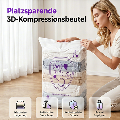 SpaceSaver™ Vakuumbeutel – luftdicht, wiederverwendbar und BPA-frei 🛡️ | 75 % Platzersparnis bei der Aufbewahrung von Kleidung, Bettdecken und Decken 🏠 | In Deutschland getestete Aufbewahrungslösung