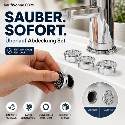 🔘 Runder Überlaufdeckel für Waschbecken, 5 Stück, Ersatzring, aus Kunststoff, für Bad und Küche