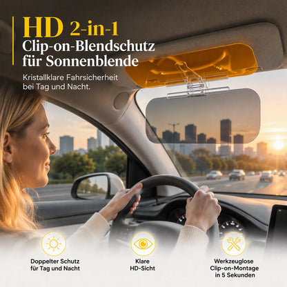 🚗 Sonnenblende für das Auto mit beidseitigem Blendschutz – die graue Sonnenblende eignet sich für den Tag, die gelbe für die Nacht