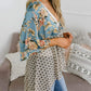 🌸Damenjacke mit Blumenmuster, Rüschen an den Ärmelbündchen und Bindebändern – locker geschnittener, luftiger Cardigan im Boho-Stil