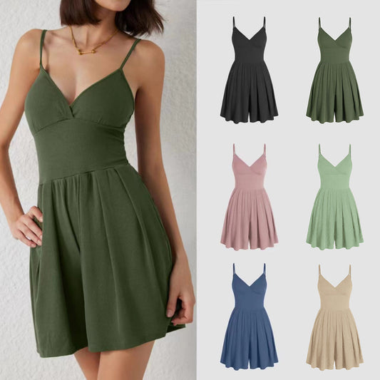 💕 Einfarbiger lässiger Wickel-Cami-Body für Damen, rückenfrei mit verstellbaren Trägern