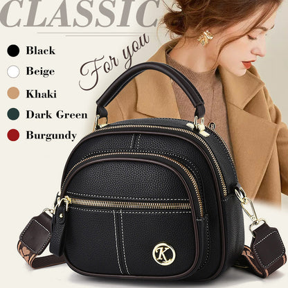 Klassische Multifunktionsfächer Verstellbarer breiter Schultergurt PU Leder Crossbody Tasche