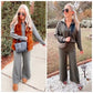 💝🔥50 % Rabatt!🔥Damen-Loungeset aus 2 Teilen mit Oversize-Schnitt, halbem Reißverschluss und weitem Bein