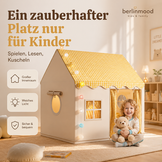 ⏰ Kinderspielzelt „Schloss“ – Geräumig und einfach aufzubauen – Atmungsaktiver Stoff, ideal für Spaß drinnen und draußen – regt zum fantasievollen Spielen an ✨🧸