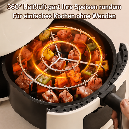 🥩Vertikaler Kebab-Grill für die Heißluftfritteuse + kostenlose hitzebeständige Handschuhe 🍤Kostenlose Handschuhe zum Schutz vor Verb