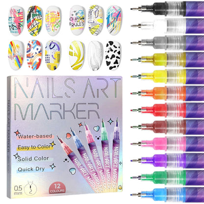 🎁🔥 LETZTER TAG DER AKTION - 50 % RABATT ⏳12 Farben Nagelkunst-Stifte Set🎨💅