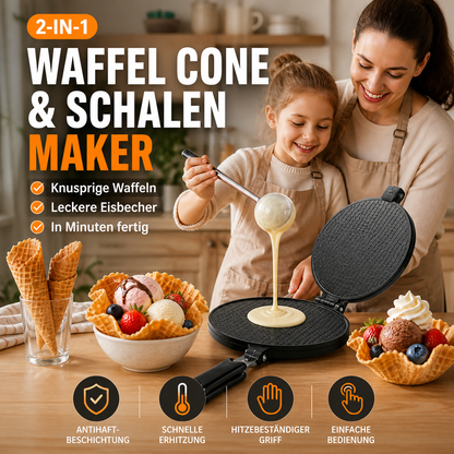🥞 50 % Rabatt！🍦 Antihaftbeschichtete Pfanne für zwei Zwecke – perfekt für Pfannkuchen, Steaks und Waffelhörnchen! 🍦