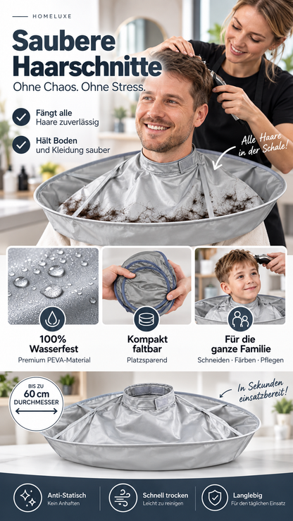 ✂️ 50% RABATT! 💇 Grauer Friseurumhang für Erwachsene – atmungsaktiv & geruchsneutral, für Schneiden & Färben