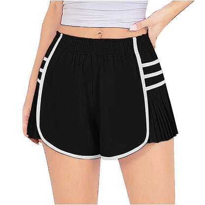 Sportshorts mit hoher Taille und Plissee