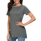 Damen Sommer Casual Seite Schlitz T-Shirt
