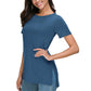 Damen Sommer Casual Seite Schlitz T-Shirt