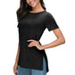 Damen Sommer Casual Seite Schlitz T-Shirt