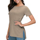 Damen Sommer Casual Seite Schlitz T-Shirt