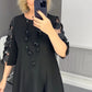 Ausgestelltes Kleid in Übergröße mit Punktedekor