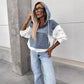 Layered Hoodie Denim Jacket mit Kordelzug für Damen