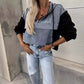 Layered Hoodie Denim Jacket mit Kordelzug für Damen