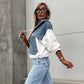 Layered Hoodie Denim Jacket mit Kordelzug für Damen