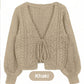 Women’s Casual Knitted Drawstring Open Front Coat