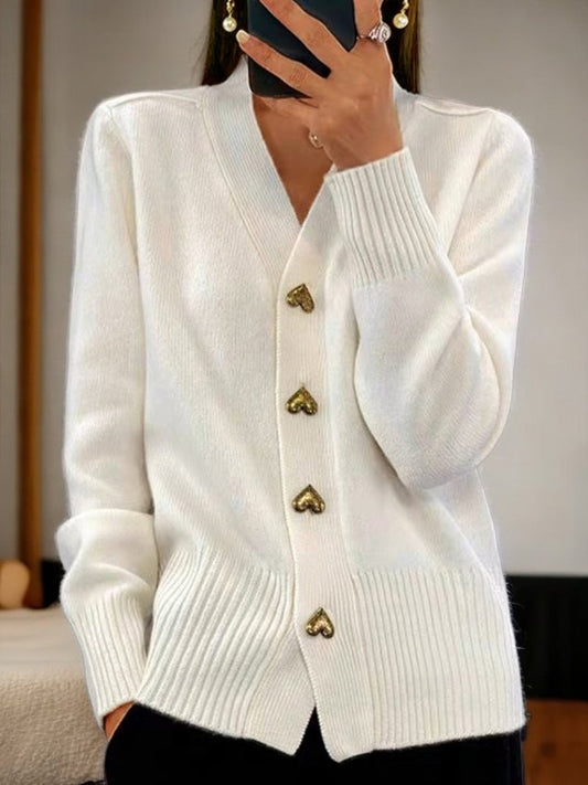 ⏳Begrenzte Zeit 50% Rabatt💥Damen-Cardigan aus einfarbiger Wolle mit Knöpfen