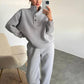 2-teiliges Set für Frauen mit Knopf-Sweatshirt & Jogginghose
