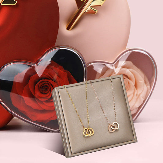💝50% Rabatt auf Valentinstag-Vorverkauf💖Herz-Halskette & Seifenblumen-Schmuckkästchen Geschenkset