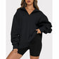 ⏳Begrenzte Zeit 50% Rabatt💥Sweatshirt mit überschnittenen Schultern und Reißverschluss für Damen