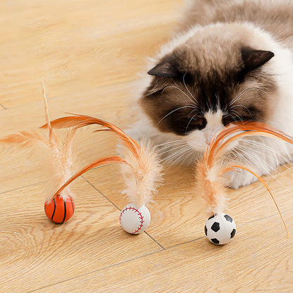 ⏳Begrenzte Zeit 50% Rabatt💥Interaktiver Hüpfball für Katzen mit Federn