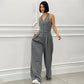 ⏳Begrenzte Zeit 50% Rabatt💥Ärmlös Jumpsuit med Breda Ben och Knäppning för Kvinnor