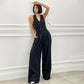 ⏳Begrenzte Zeit 50% Rabatt💥Ärmlös Jumpsuit med Breda Ben och Knäppning för Kvinnor