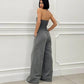 ⏳Begrenzte Zeit 50% Rabatt💥Ärmlös Jumpsuit med Breda Ben och Knäppning för Kvinnor