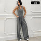 ⏳Begrenzte Zeit 50% Rabatt💥Ärmlös Jumpsuit med Breda Ben och Knäppning för Kvinnor