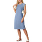 ⏳Begrenzte Zeit 50% Rabatt💥Lockeres Midikleid mit Rundhalsausschnitt und Schlitz und Taschen für Damen