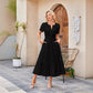 ⏳Begrenzte Zeit 50% Rabatt💥Elegantes Damen Kleid mit V-Ausschnitt und Ösen