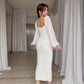 ⏳24-Stunden-Lieferung💥Drapiertes, figurbetontes Damenkleid mit transparenten Laternenärmeln