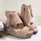 ⏳Begrenzte Zeit 50% Rabatt💥【EU 35-43】👡Damen-Sandalen mit offener Zehenpartie und Plateau-Keilabsatz und Quaste