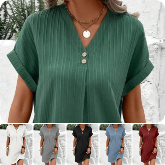 ⏳Begrenzte Zeit 50% Rabatt💥🍃Einfache Feste Farbe V-Ausschnitt mit kurzem Ärmel für Frauen🌷