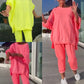 ⏳Begrenzte Zeit 50% Rabatt💥🥰Rundhalsausschnitt mit Schlitz. Fluoreszierender Freizeitanzug für Damen