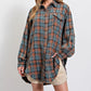 ⏳Begrenzte Zeit 50% Rabatt💥Mineral Washed Button-Down-Karohemd für Damen