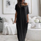 Langes Sommerkleid für Damen – Lässig, Locker, Einfarbig, Kurzärmelig
