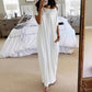 Langes Sommerkleid für Damen – Lässig, Locker, Einfarbig, Kurzärmelig