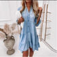 ⏳Begrenzte Zeit 50% Rabatt💥👗Sommerkleid mit Rüschenbesatz und V-Ausschnitt – Leichter Denim-Look