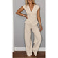 ⏳Begrenzte Zeit 50% Rabatt💥Elegantes Damen-Set aus Oberteil und Hose mit V-Ausschnitt